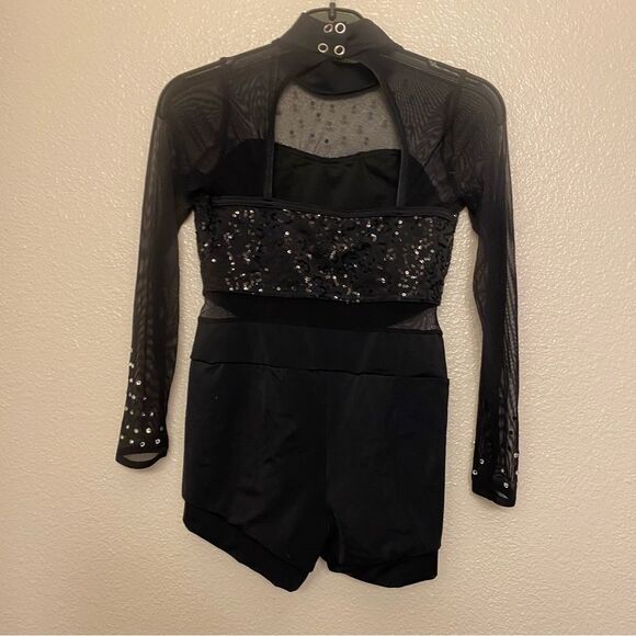 WEISSMAN Dance Costume black biketard rhinestone Forever 12171 MC-Medium child - Picture 5 of 11
